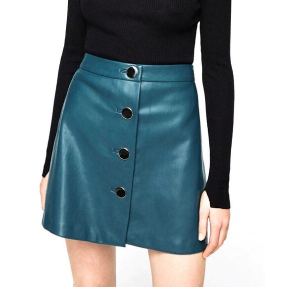 Mango Teal Mini Skirt - Picture 1 of 11
